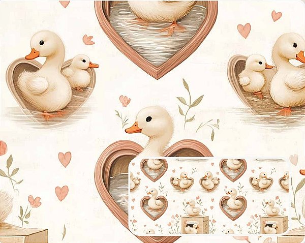 TRICOLINE DIGITAL 100% ALGODÃO ESTAMPADA ANIMAIS PATOS 0,50cm X 1,50m | 93895C01