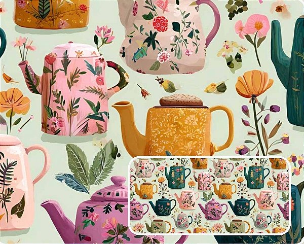 TRICOLINE DIGITAL 100% ALGODÃO ESTAMPADA TEA 0,50cm x 1,50m | 93898C01