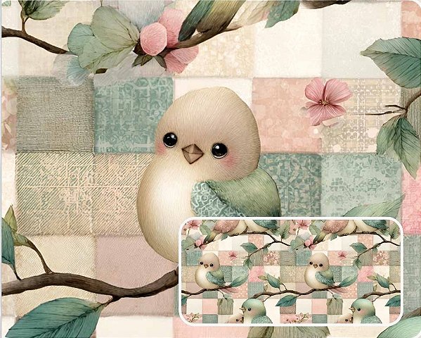 TRICOLINE DIGITAL 100% ALGODÃO ESTAMPADA 3D PASSARO BORDADO 0,50cm X 1,50m | 93912C01