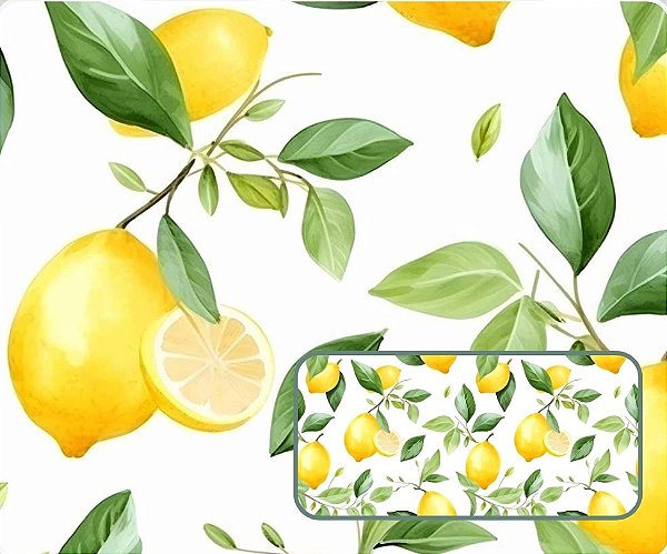 TRICOLINE DIGITAL 100% ALGODÃO ESTAMPADA LIMÃO FUNDO LISO 0,50cm X 1,50m | 93883C01