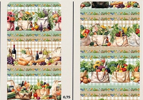 TRICOLINE DIGITAL 100% ALGODÃO ESTAMPADA FLORAL GROCERY 0,55cm X 1,50m | CMC00117