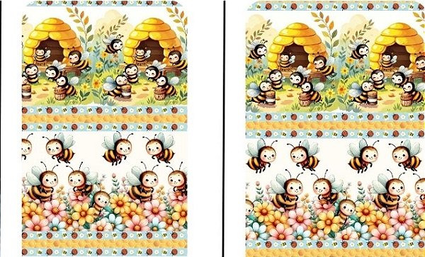 TRICOLINE DIGITAL 100% ALGODÃO BARRADO ESTAMPADA JOANINHAS E ABELHAS 0,55cm X 1,50m | 93917C01