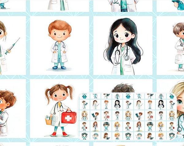 TECIDO TRICOLINE DIGITAL 100% ALGODÃO | PAINEL ESTAMPADO QUADROS MÉDICOS 0,50cm X 1,50m | 93928C01