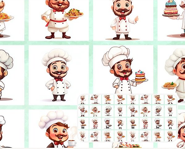 TECIDO TRICOLINE DIGITAL 100% ALGODÃO | PAINEL ESTAMPADO QUADROS COZINHEIRO 0,50cm X 1,50m | 93932C01