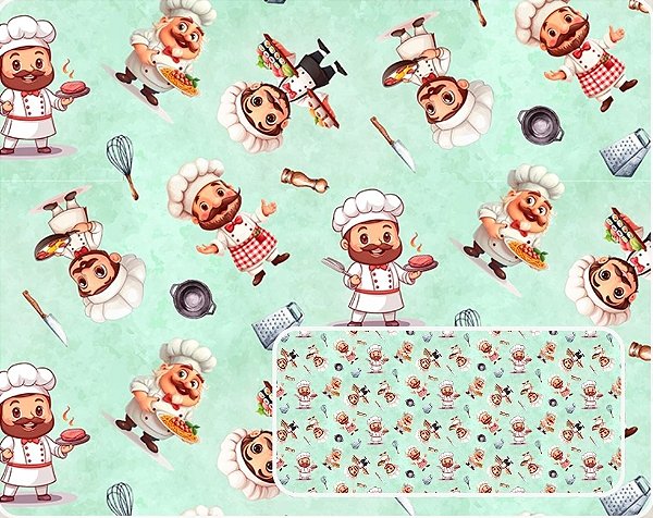 TECIDO TRICOLINE DIGITAL 100% ALGODÃO ESTAMPADO COZINHEIRO 0,50cm X 1,50m | 93933C01