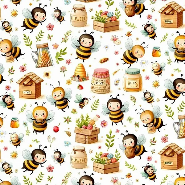 TRICOLINE DIGITAL 100% ALGODÃO ESTAMPADA JOANINHAS E ABELHINHAS 0,50cm X 1,50m | 93923C01