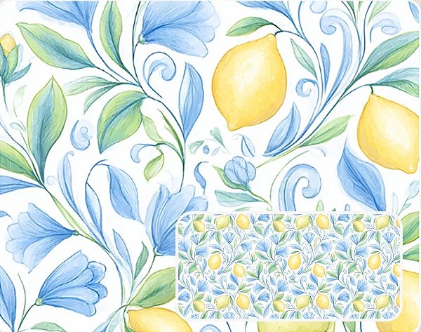 TECIDO TRICOLINE DIGITAL 100% ALGODÃO ESTAMPADO LIMÃO MÉDIO 0,50cm X 1,50m | 93953C01