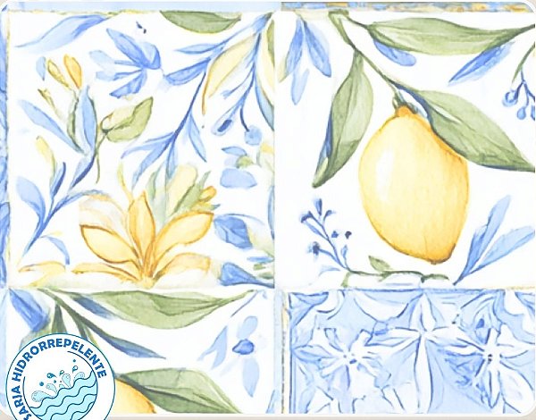 SARJA DIGITAL 100% ALGODÃO ESTAMPADA AZULEJO PETCHWORK LIMÃO 0,50cm X 1,70m | 93951S01