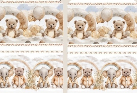 TRICOLINE DIGITAL 100% ALGODÃO BARRADO ESTAMPADA ANIMAIS DUPLA FOFURA 0,55cm X 1,50m | 94006C01