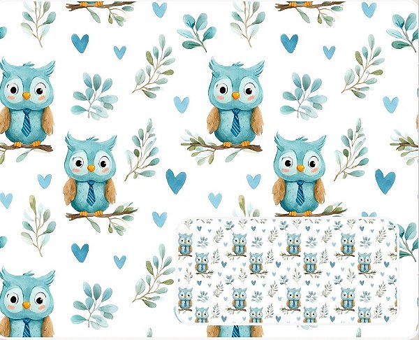 TRICOLINE DIGITAL 100% ALGODÃO ESTAMPADA ANIMAIS CORUJA 0,50cm X 1,50m | 93958C01