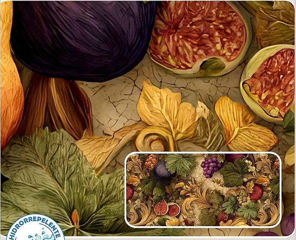 SARJA DIGITAL 100% ALGODÃO ESTAMPADA IMPERMEÁVEL FRUTAS 0,50cm X 1,70m | 93971S01