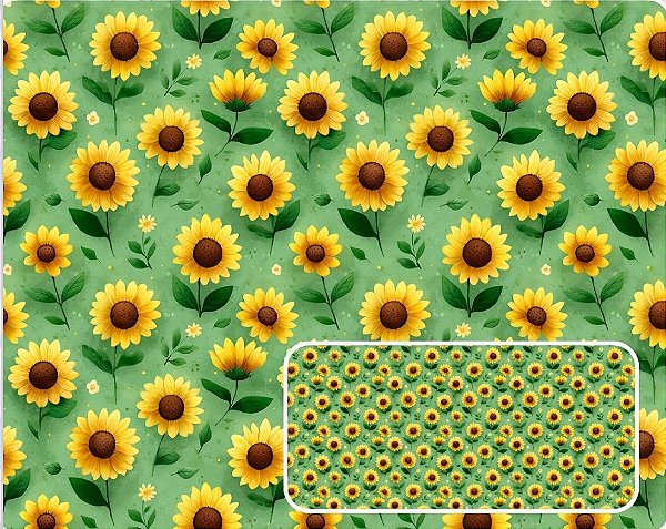 TECIDO TRICOLINE DIGITAL 100% ALGODÃO ESTAMPADO GIRASSOL 0,50cm X 1,50m | 93987C01