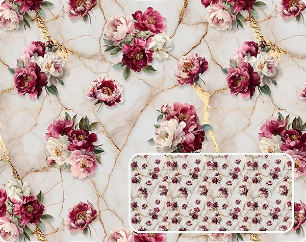 TRICOLINE DIGITAL 100% ALGODÃO ESTAMPADA FLORAL 0,50cm x 1,50m | JB021C01