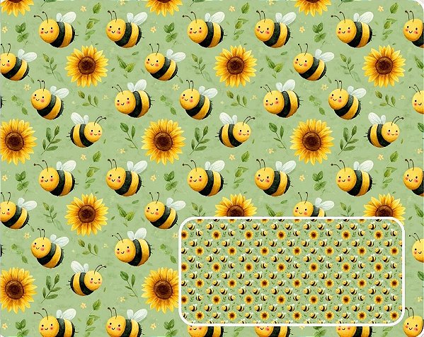 TECIDO TRICOLINE DIGITAL 100% ALGODÃO ESTAMPADO ABELHA 0,50cm X 1,50m | 93986C01