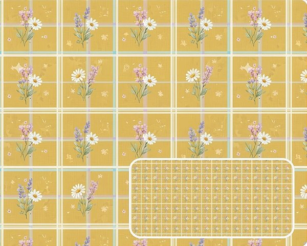 TECIDO TRICOLINE DIGITAL 100% ALGODÃO ESTAMPADO LAVANDA XADREZ 0,50cm X 1,50m | 94095C01