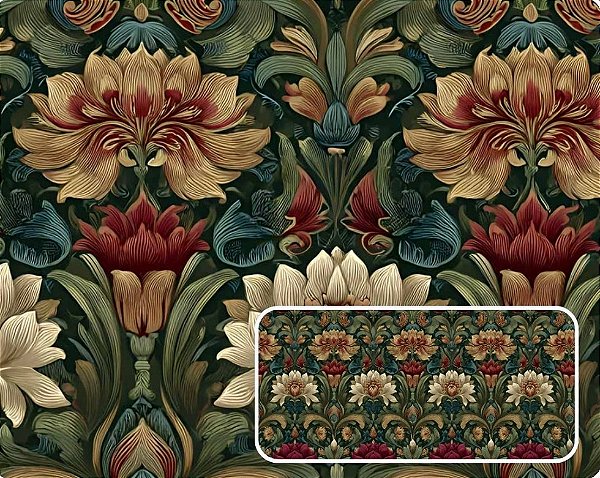 TECIDO TRICOLINE DIGITAL 100% ALGODÃO ESTAMPADO ARABESCO 0,50cm X 1,50m | 94123C01
