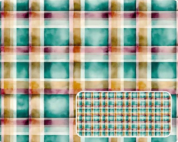 TECIDO TRICOLINE DIGITAL 100% ALGODÃO ESTAMPADO XADREZ COMPOSE 0,50cm X 1,50m | 94109C01