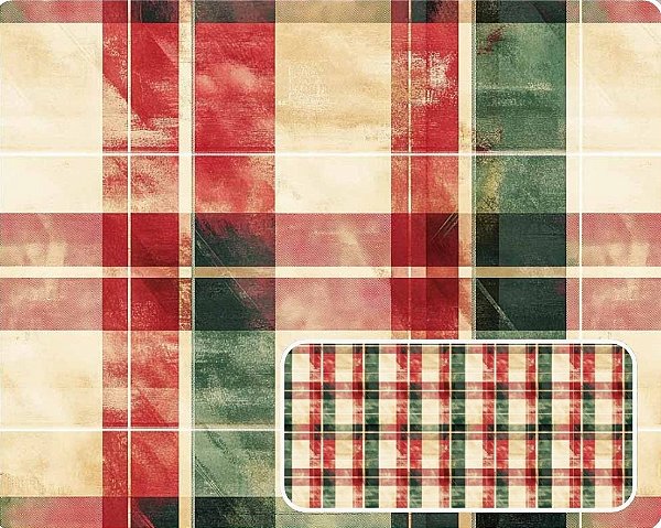 TECIDO TRICOLINE DIGITAL 100% ALGODÃO ESTAMPADO XADREZ NATAL 0,50cm X 1,50m | CH000193