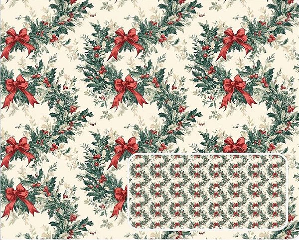 TRICOLINE DIGITAL 100% ALGODÃO ESTAMPADA NATAL LAÇOS 0,50cm x 1,50m | CH000217