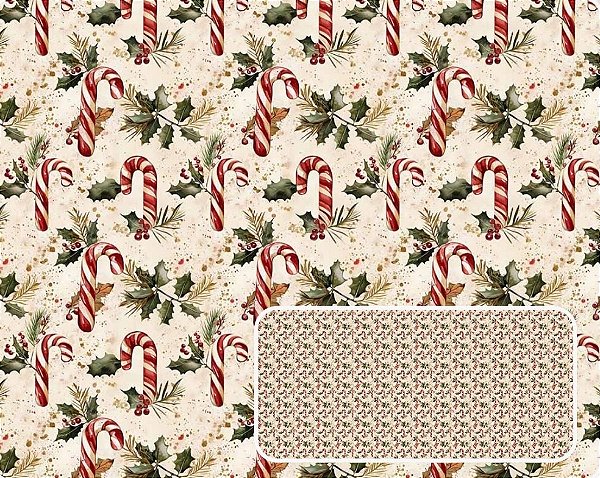 TRICOLINE DIGITAL 100% ALGODÃO ESTAMPADA NATAL BENGALA 0,50cm x 1,50m | CH000214