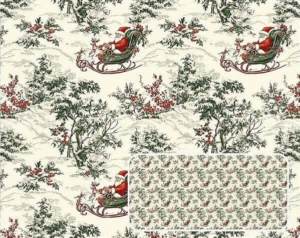 TRICOLINE DIGITAL 100% ALGODÃO ESTAMPADA NATAL TRENÓ 0,50cm x 1,50m | CH000222