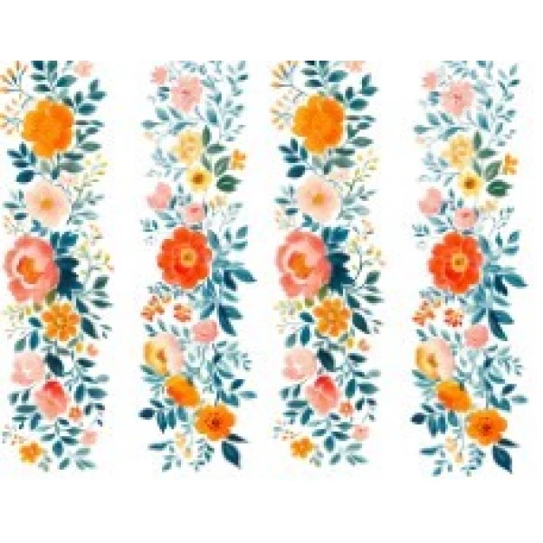 TRANSFER TEXTIL PASSE E CRIE - BARRADO NA HORIZONTAL FLORES LILAS 0,21cm x 0,29cm | Modelo PC0012