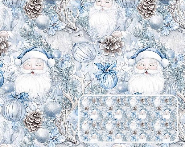 TRICOLINE DIGITAL 100% ALGODÃO ESTAMPADA NATAL PAPAI NOEL 0,50cm x 1,50m | CH000200