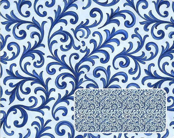 TECIDO TRICOLINE DIGITAL 100% ALGODÃO ESTAMPADO TEXTURA AZUL 0,50cm X 1,50m | 94235C01