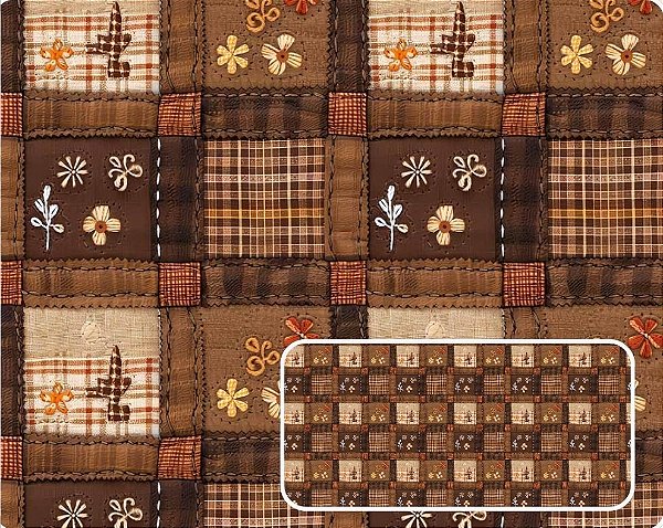 TRICOLINE DIGITAL 100% ALGODÃO ESTAMPADA 3D PATCHWORK DE CROCHET 0,50cm x 1,50m | 94199C01