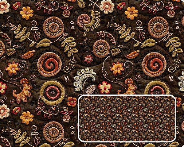 TRICOLINE DIGITAL 100% ALGODÃO ESTAMPADA 3D FLORAL GEOMÉTRICO DE CROCHET 0,50cm x 1,50m | 94200C01