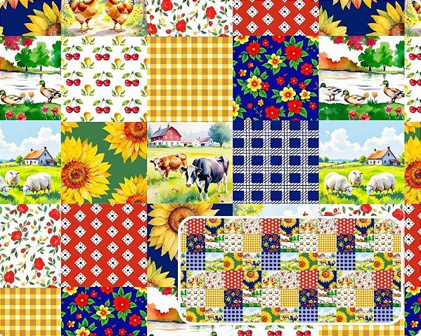 TRICOLINE DIGITAL 100% ALGODÃO ESTAMPADA PATCHWORK FAZENDA 0,50cm X 1,50m | 94231C01