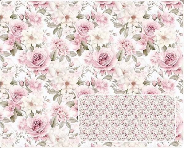 TECIDO TRICOLINE DIGITAL 100% ALGODÃO ESTAMPADO FLORAL ROSAS I 0,50cm X 1,50m | 94145C01