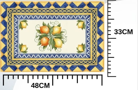 TRICOLINE DIGITAL 100% ALGODÃO ESTAMPADA | PAINEL AMERICANO RETANGULAR AZULEJO LIMÃO 0,50cm x 1,50m [ 4 PEÇAS ] | 94232C01