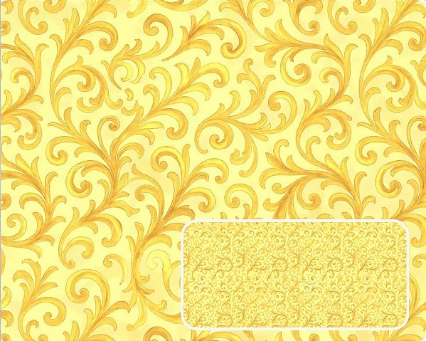 TECIDO TRICOLINE DIGITAL 100% ALGODÃO ESTAMPADO AZULEJO TEXTURA AMARELO 0,50cm X 1,50m | 94236C01
