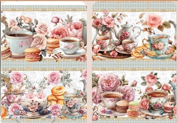 TRICOLINE DIGITAL 100% ALGODÃO BARRADO ESTAMPADA BULES E ROSAS 0,55cm X 1,50m | 94158C01