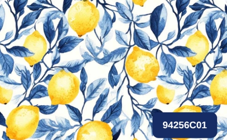 TRICOLINE DIGITAL 100% ALGODÃO ESTAMPADA LIMÃO E FOLHAS 0,50cm X 1,50m | 94256C01