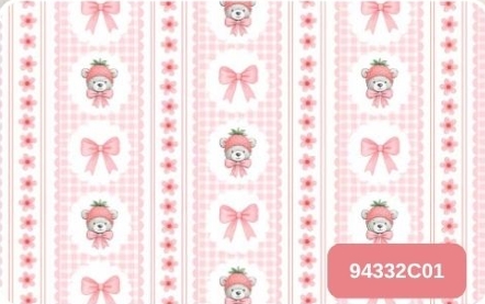 TRICOLINE DIGITAL 100% ALGODÃO ESTAMPADA URSINHO FRUTAS VERMELHAS LAÇOS 0,50cm X 1,50m | 94332C01