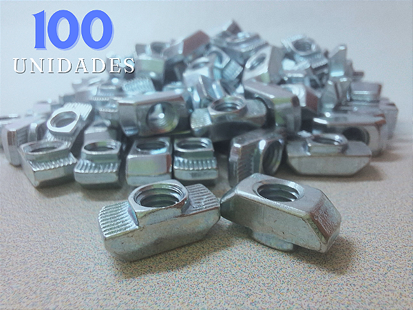 100x Porca Martelo M6 - Porca T (para perfil canal 8mm)