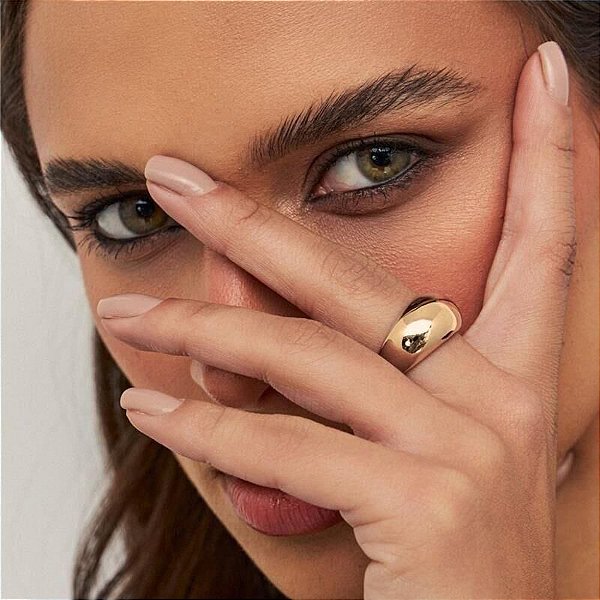 Anel Bold Liso em Banho de ouro 18K
