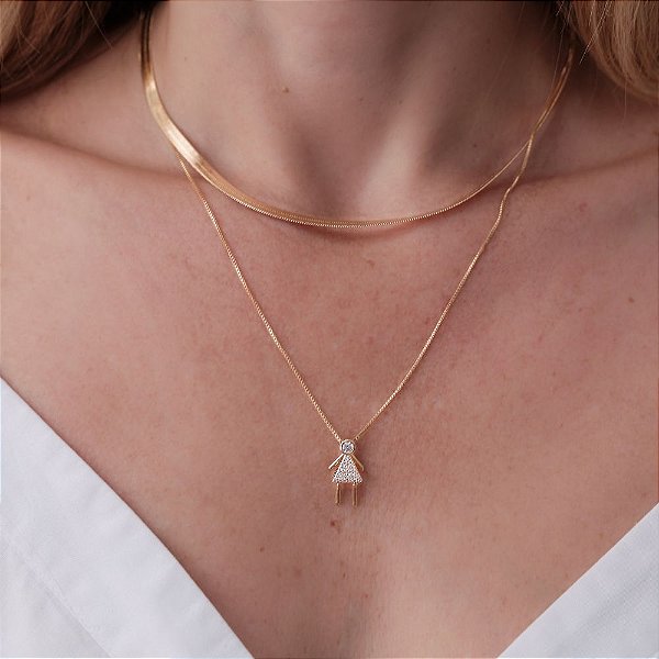Colar com Pingente Articulado Menino ou Menina