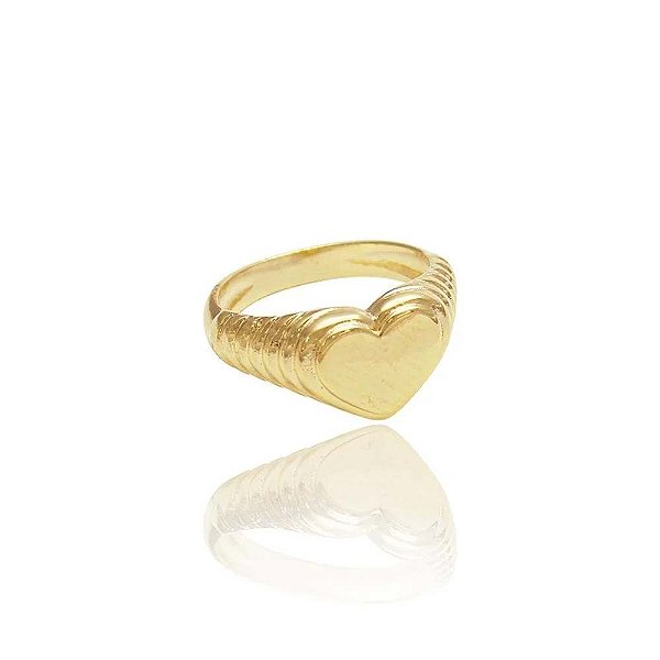 Anel Coração Vintage Banhado a Ouro 18 K