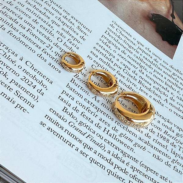 Trio de Argolas com Zircônias Microcravejadas – Banho de Ouro 18k