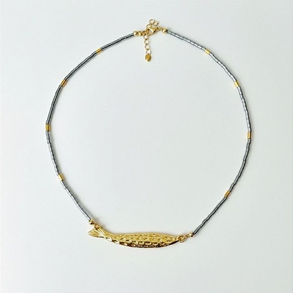 Colar Curto Sardinha com Hematita