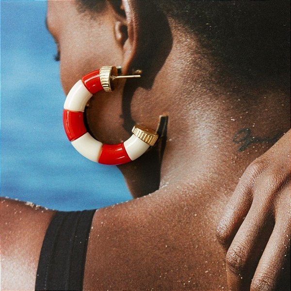 Argola Capri Rouge em Resina Listrada