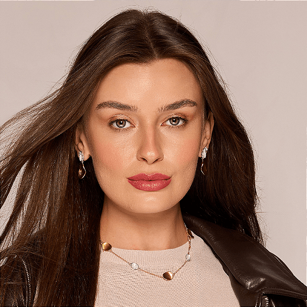 Colar Duo Classic Acetinado com Pingentes em Mix de Banhos