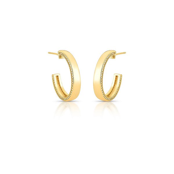 Argola Kate – Meia Argola com lateral de Zircônias em Banho de Ouro