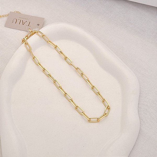 Colar Cartier Essential - Corrente de Elos Retangulares Banhada à ouro