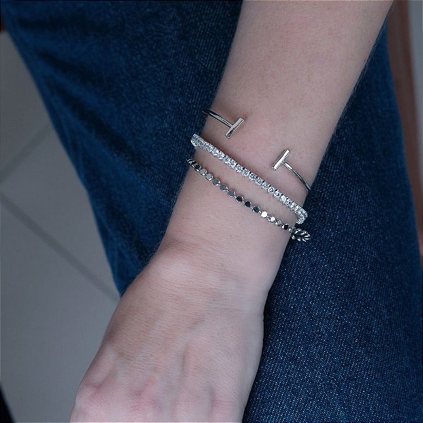 Pulseira Easy em Banho de Ródio 18k