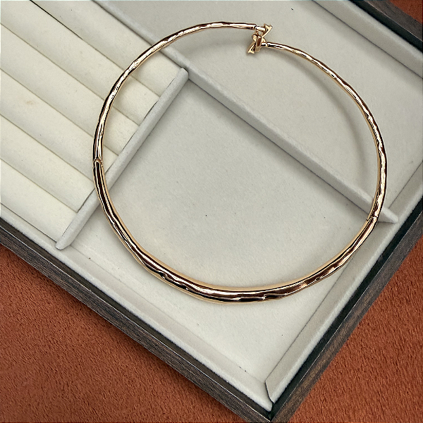 Choker Rígida Aro Liso Organico – Banhada a Ouro 18k