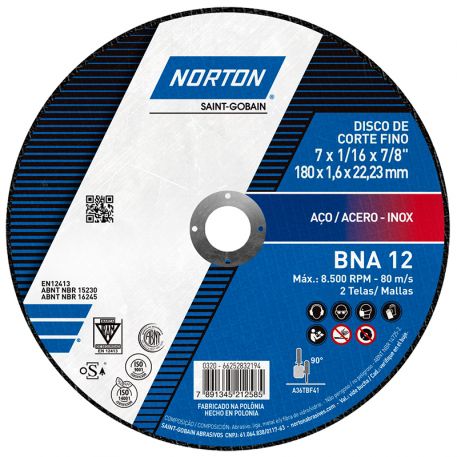 Disco de Corte BNA 12 Norton 4.1/2 X 1,0 X 7/8